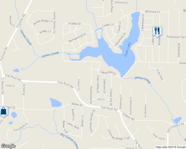 map of restaurants, bars, coffee shops, grocery stores, and more near 522 Knollwood Drive in Stockbridge