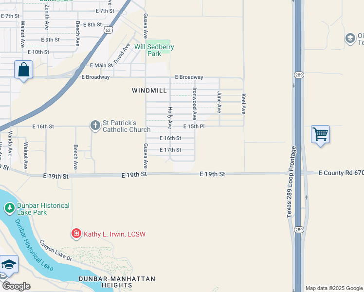 map of restaurants, bars, coffee shops, grocery stores, and more near 3414 East 16th Street in Lubbock