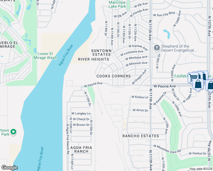 map of restaurants, bars, coffee shops, grocery stores, and more near in Youngtown