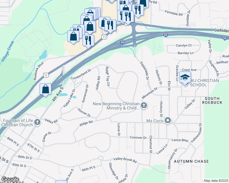 map of restaurants, bars, coffee shops, grocery stores, and more near in Birmingham