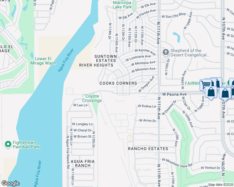 map of restaurants, bars, coffee shops, grocery stores, and more near in Youngtown