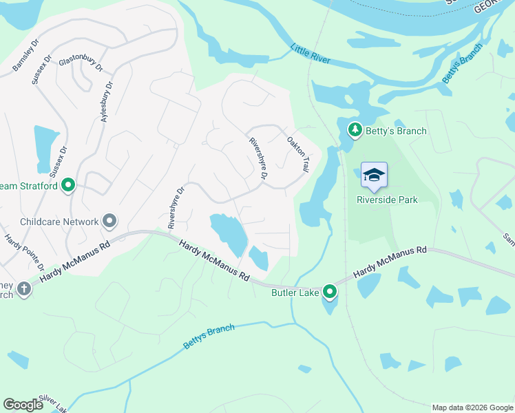 map of restaurants, bars, coffee shops, grocery stores, and more near 1139 Rivershyre Drive in Evans