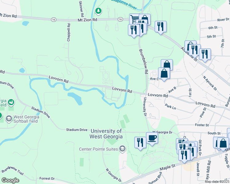 map of restaurants, bars, coffee shops, grocery stores, and more near 912 Lovvorn Road in Carrollton