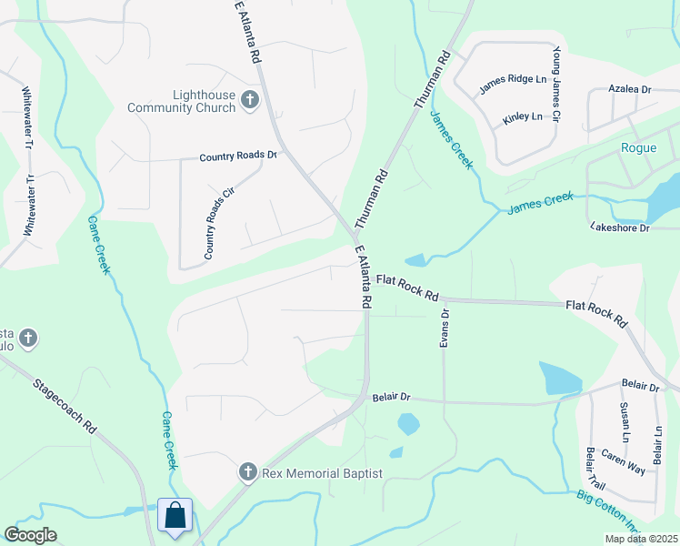 map of restaurants, bars, coffee shops, grocery stores, and more near 25 Carriage Court in Stockbridge