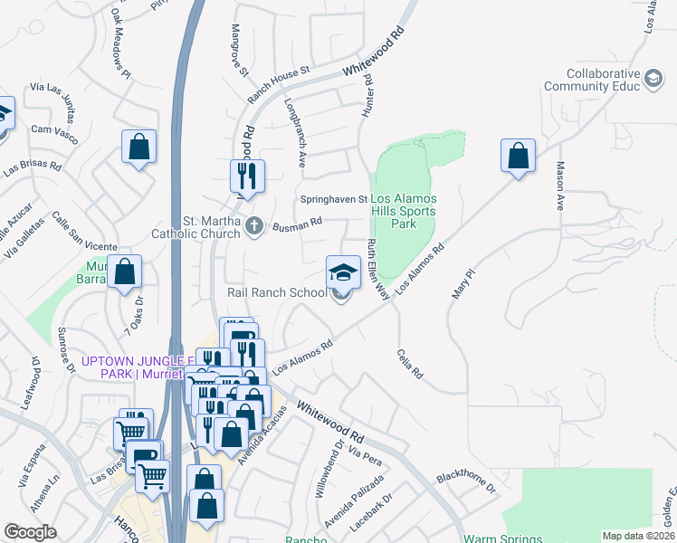 map of restaurants, bars, coffee shops, grocery stores, and more near 27963 Wintergrove Way in Murrieta