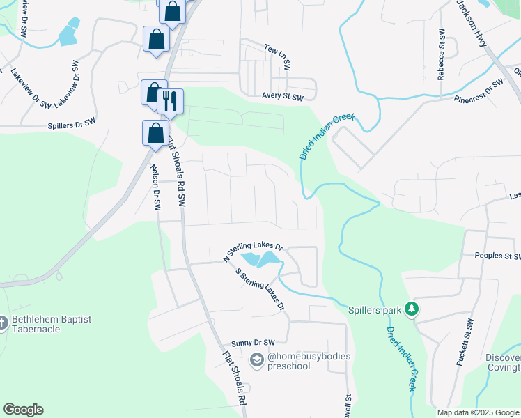 map of restaurants, bars, coffee shops, grocery stores, and more near 8141 Hickory Drive Southwest in Covington