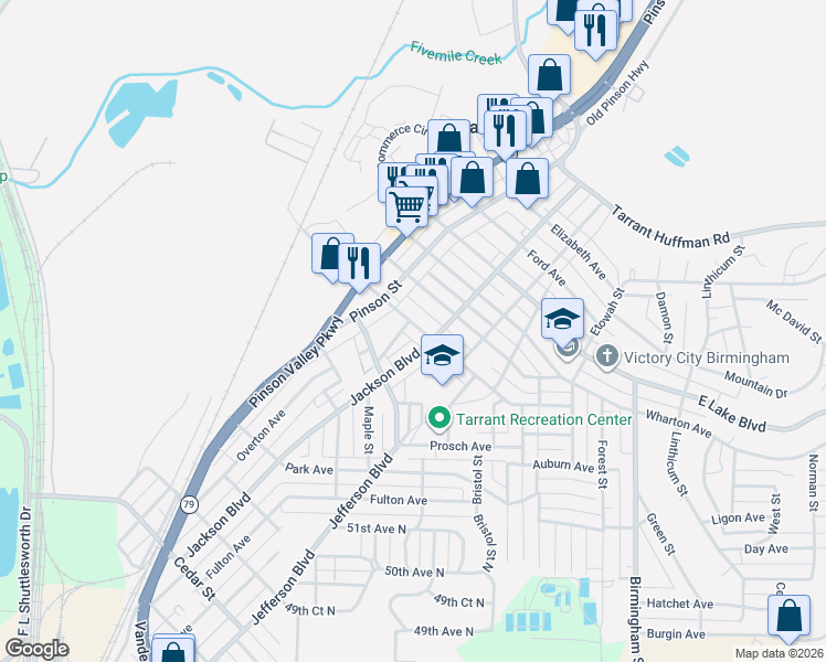 map of restaurants, bars, coffee shops, grocery stores, and more near 1137 Thomason Avenue in Birmingham