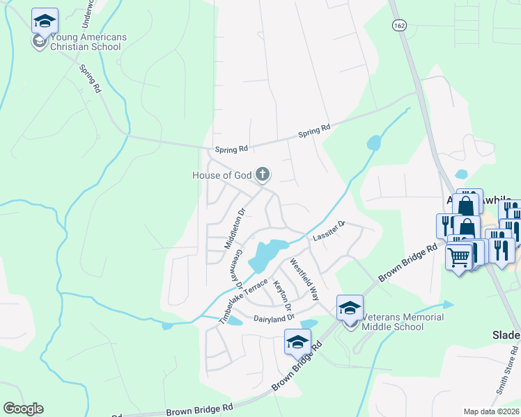 map of restaurants, bars, coffee shops, grocery stores, and more near 45 Dogwood Place in Covington