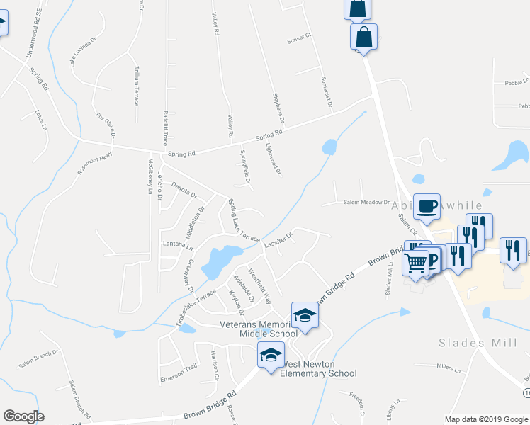 map of restaurants, bars, coffee shops, grocery stores, and more near 80 Carrington Circle in Covington