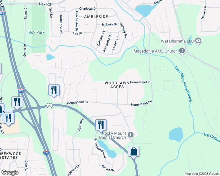 map of restaurants, bars, coffee shops, grocery stores, and more near 6380 Woodlawn Avenue in Rex