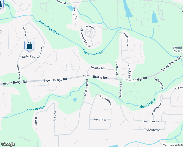map of restaurants, bars, coffee shops, grocery stores, and more near 12116 Brown Bridge Road in Covington
