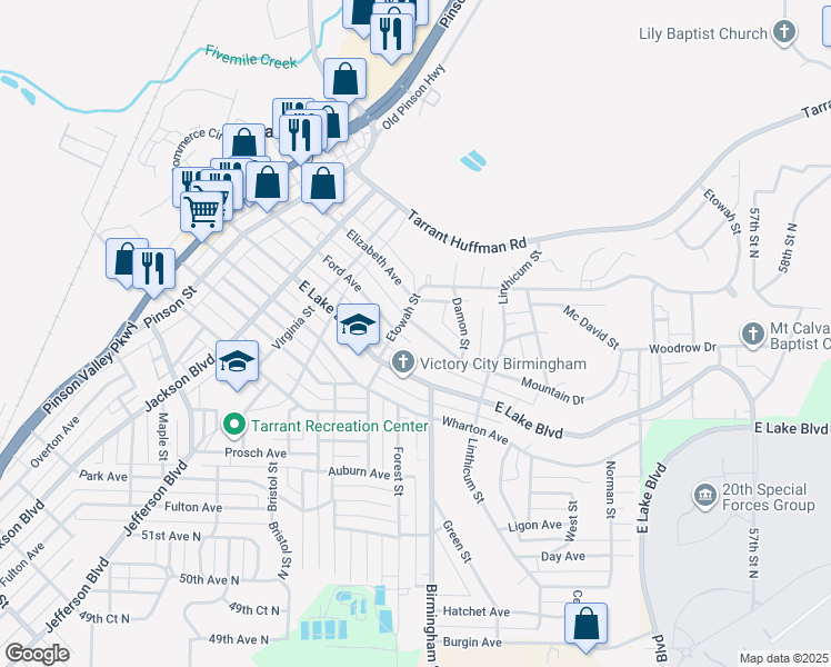 map of restaurants, bars, coffee shops, grocery stores, and more near 1509 Mountain Drive in Birmingham