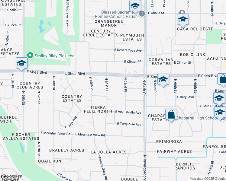 map of restaurants, bars, coffee shops, grocery stores, and more near 6145 E Cochise Rd in Paradise Valley