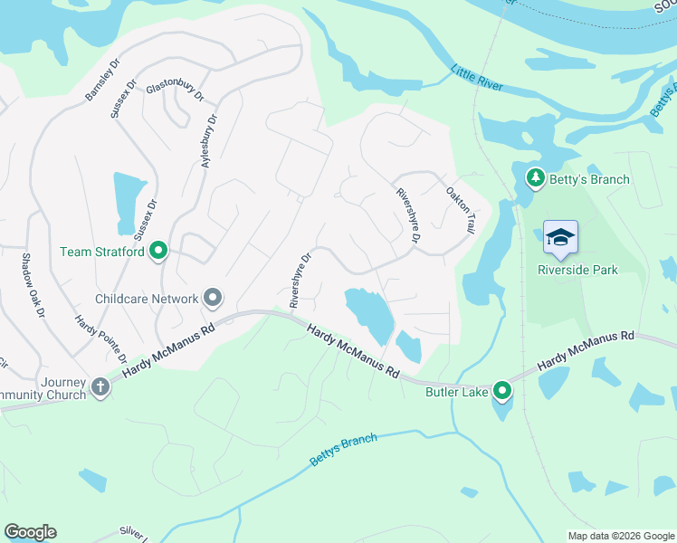 map of restaurants, bars, coffee shops, grocery stores, and more near 1109 Rivershyre Drive in Evans