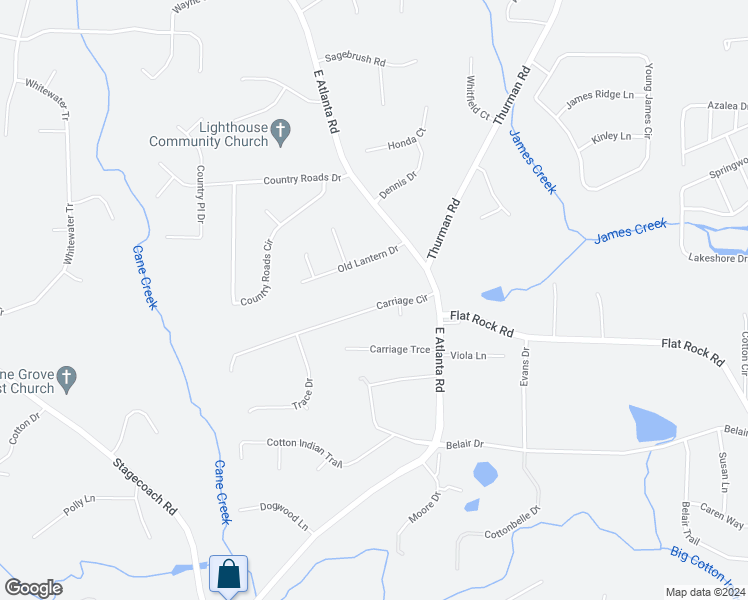 map of restaurants, bars, coffee shops, grocery stores, and more near 50 Carriage Circle in Stockbridge