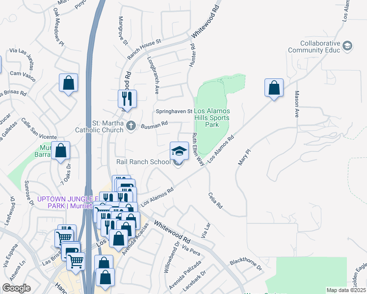 map of restaurants, bars, coffee shops, grocery stores, and more near 27963 Wintergrove Way in Murrieta