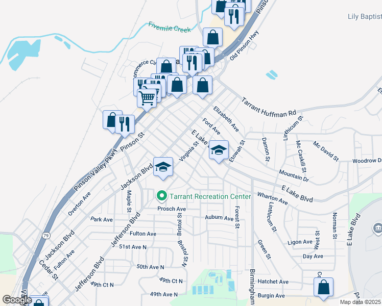 map of restaurants, bars, coffee shops, grocery stores, and more near 1301 Wharton Avenue in Birmingham
