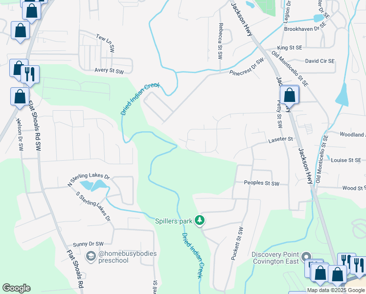 map of restaurants, bars, coffee shops, grocery stores, and more near 7156 Pineneedle Drive Southwest in Covington