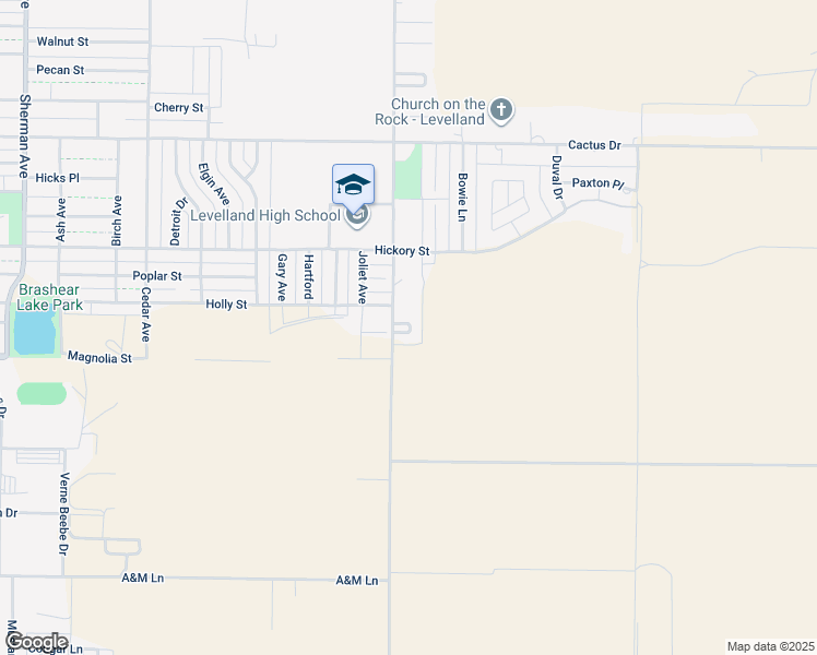 map of restaurants, bars, coffee shops, grocery stores, and more near 881-899 Alamo Road in Levelland