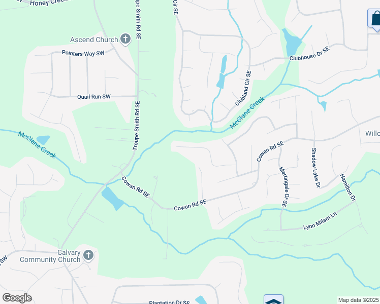map of restaurants, bars, coffee shops, grocery stores, and more near 411 Willow Court Southeast in Conyers