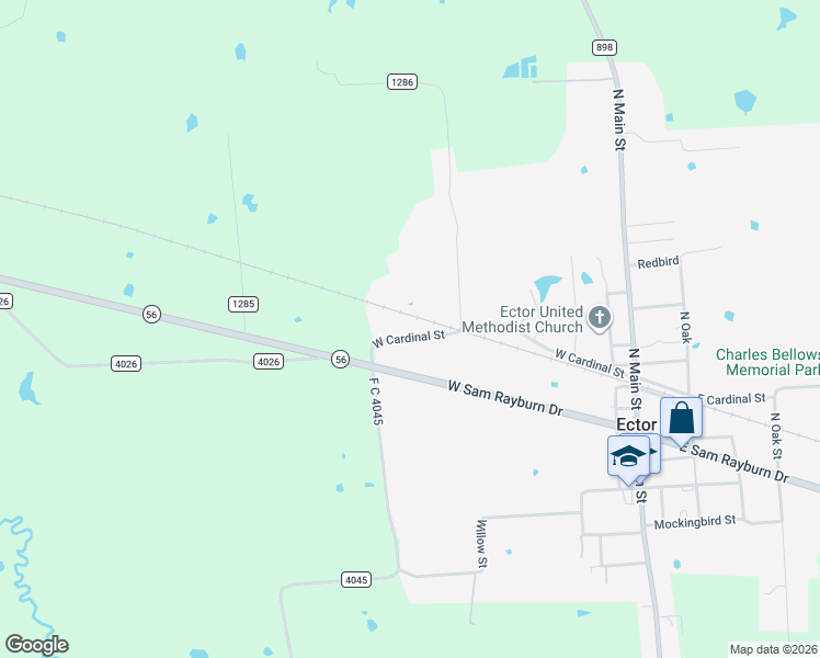 map of restaurants, bars, coffee shops, grocery stores, and more near 902 West Cardinal Street in Ector