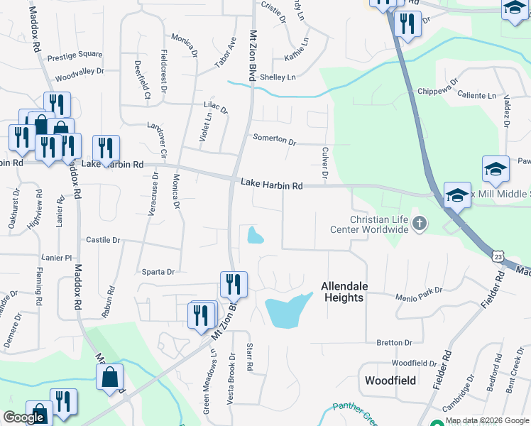 map of restaurants, bars, coffee shops, grocery stores, and more near 6381 Impala Circle in Morrow