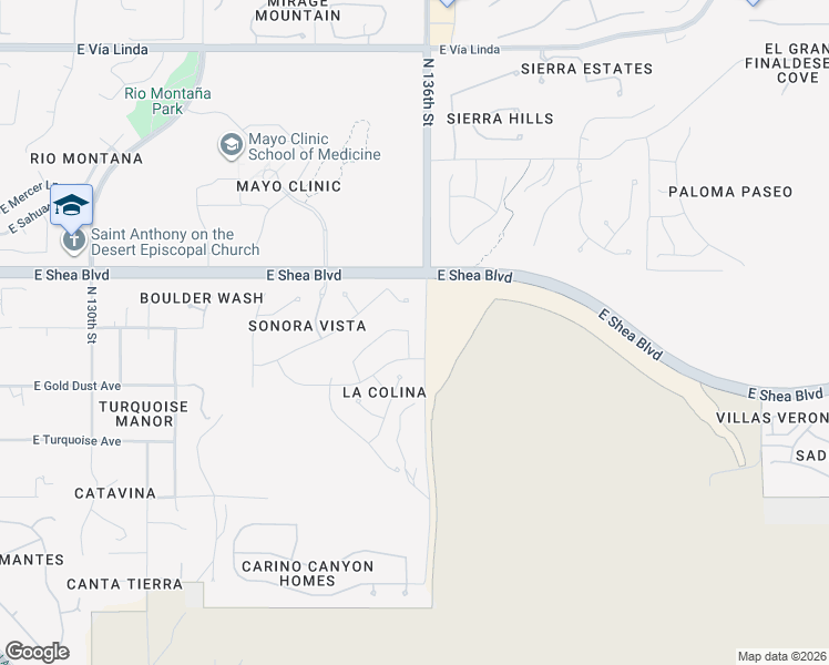 map of restaurants, bars, coffee shops, grocery stores, and more near 10393 North 135th Way in Scottsdale