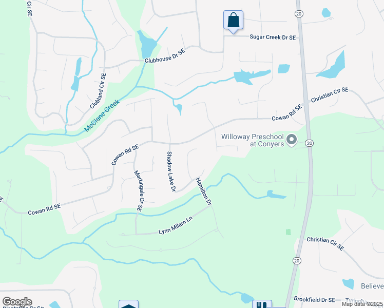 map of restaurants, bars, coffee shops, grocery stores, and more near 230 Thorn Berry Way in Conyers