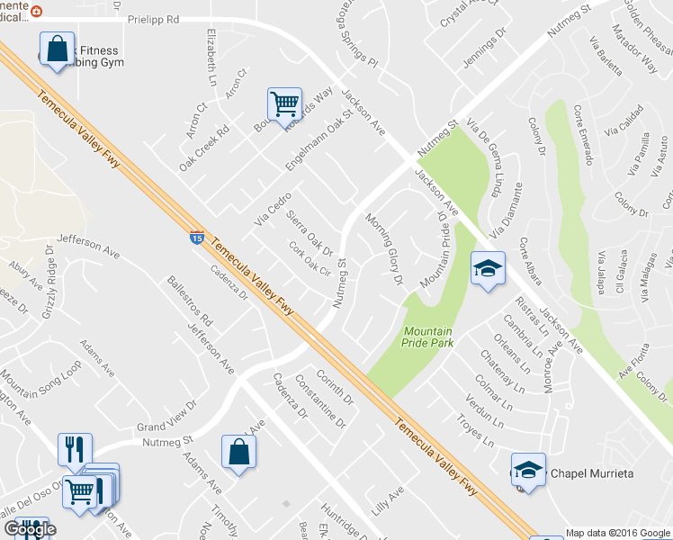 map of restaurants, bars, coffee shops, grocery stores, and more near 23836 Cork Oak Circle in Murrieta