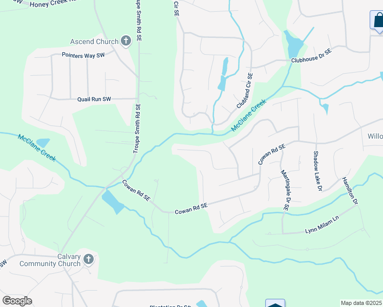 map of restaurants, bars, coffee shops, grocery stores, and more near 411 Willow Court Southeast in Conyers