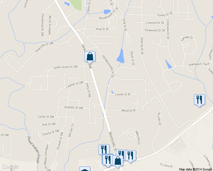 map of restaurants, bars, coffee shops, grocery stores, and more near 8109 Cardav Court Southeast in Covington