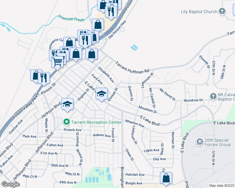 map of restaurants, bars, coffee shops, grocery stores, and more near 1509 Mountain Drive in Birmingham