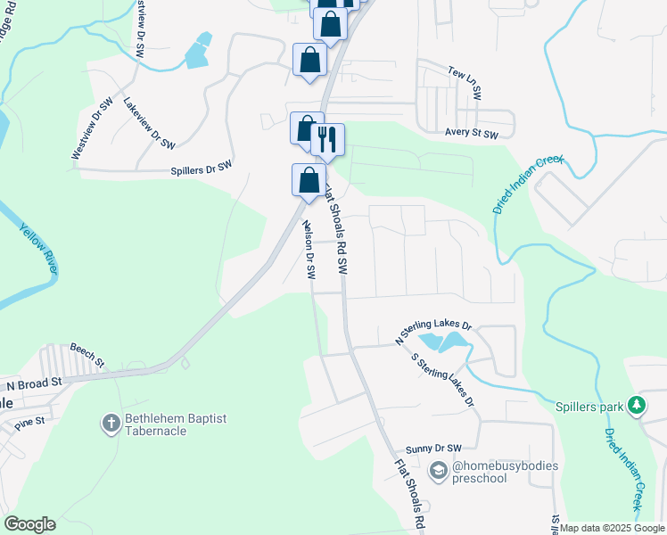 map of restaurants, bars, coffee shops, grocery stores, and more near 8230 Flat Shoals Rd SW in Covington