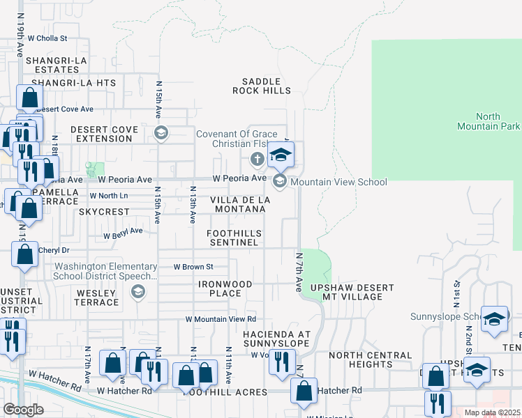 map of restaurants, bars, coffee shops, grocery stores, and more near 10402 North 9th Avenue in Phoenix