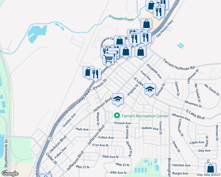 map of restaurants, bars, coffee shops, grocery stores, and more near 1128 Thomason Avenue in Birmingham