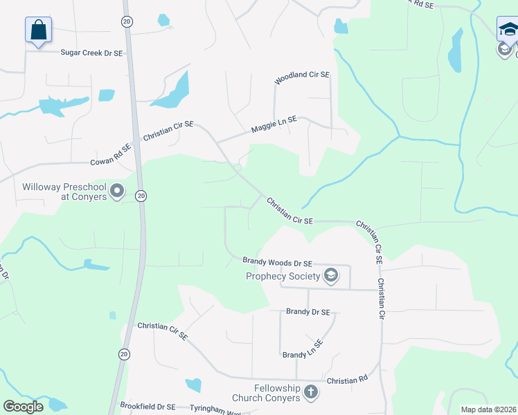 map of restaurants, bars, coffee shops, grocery stores, and more near 3811 Eden Glen Drive Southeast in Conyers
