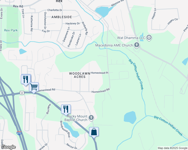 map of restaurants, bars, coffee shops, grocery stores, and more near 85 Homestead Place in Rex