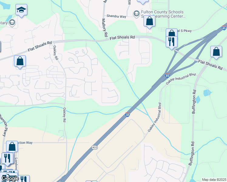 map of restaurants, bars, coffee shops, grocery stores, and more near 6415 Woodwell Drive in Union City