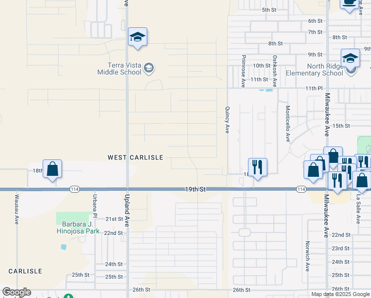 map of restaurants, bars, coffee shops, grocery stores, and more near 7112 19th Street in Lubbock