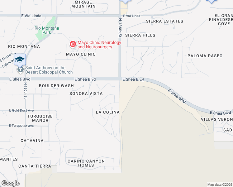 map of restaurants, bars, coffee shops, grocery stores, and more near 10393 North 135th Way in Scottsdale