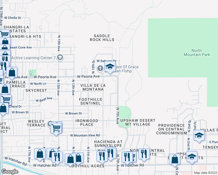 map of restaurants, bars, coffee shops, grocery stores, and more near 10312 North 8th Avenue in Phoenix
