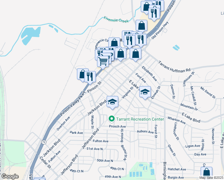 map of restaurants, bars, coffee shops, grocery stores, and more near 1145 Sloan Avenue in Birmingham