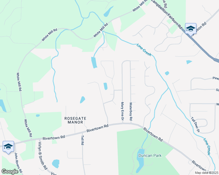 map of restaurants, bars, coffee shops, grocery stores, and more near 565 Lake Joyce Lane in Fairburn