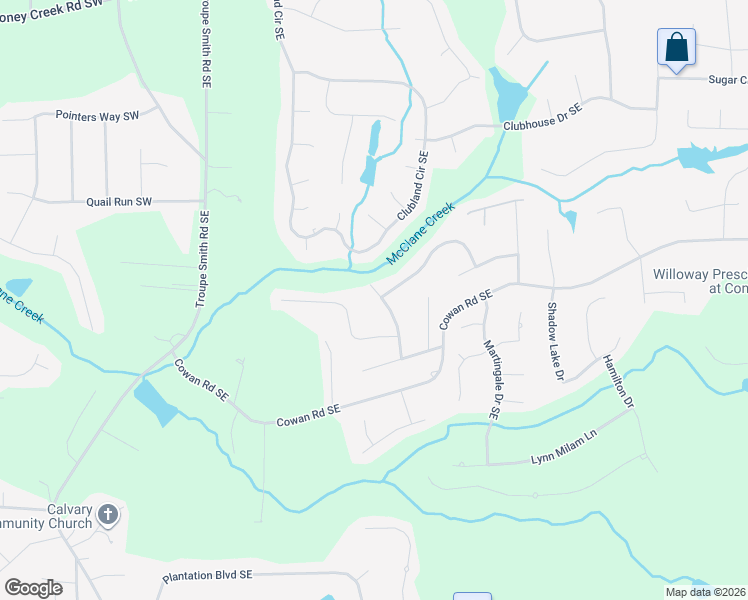 map of restaurants, bars, coffee shops, grocery stores, and more near 4109 Sweet Water Lane in Conyers