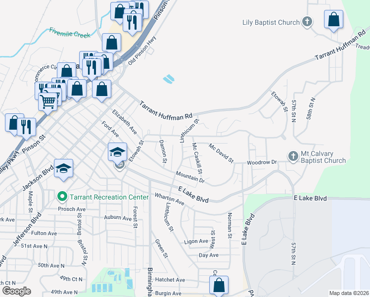 map of restaurants, bars, coffee shops, grocery stores, and more near 1800 Mc Caskill Street in Birmingham