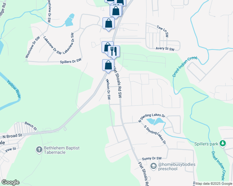 map of restaurants, bars, coffee shops, grocery stores, and more near 8230 Flat Shoals Road Southwest in Covington
