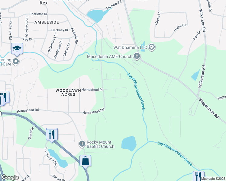 map of restaurants, bars, coffee shops, grocery stores, and more near 200 Southern Magnolia Lane in Rex