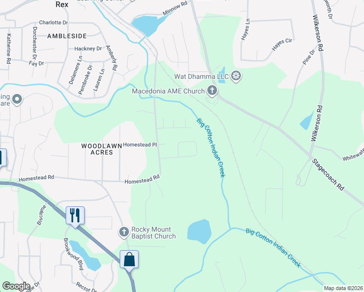 map of restaurants, bars, coffee shops, grocery stores, and more near 195 Southern Magnolia Lane in Rex