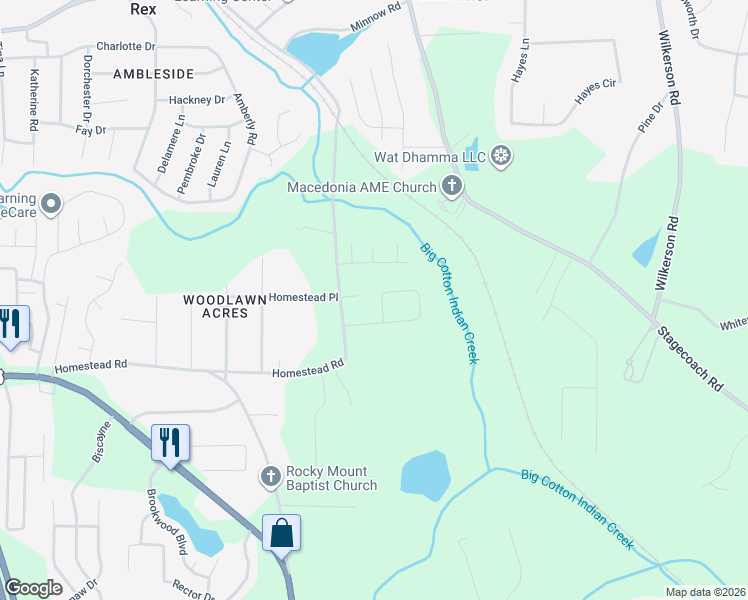 map of restaurants, bars, coffee shops, grocery stores, and more near 200 Southern Magnolia Lane in Rex