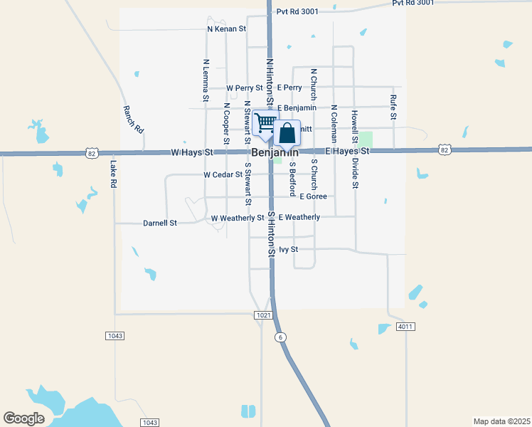 map of restaurants, bars, coffee shops, grocery stores, and more near 306 South Hinton Street in Benjamin
